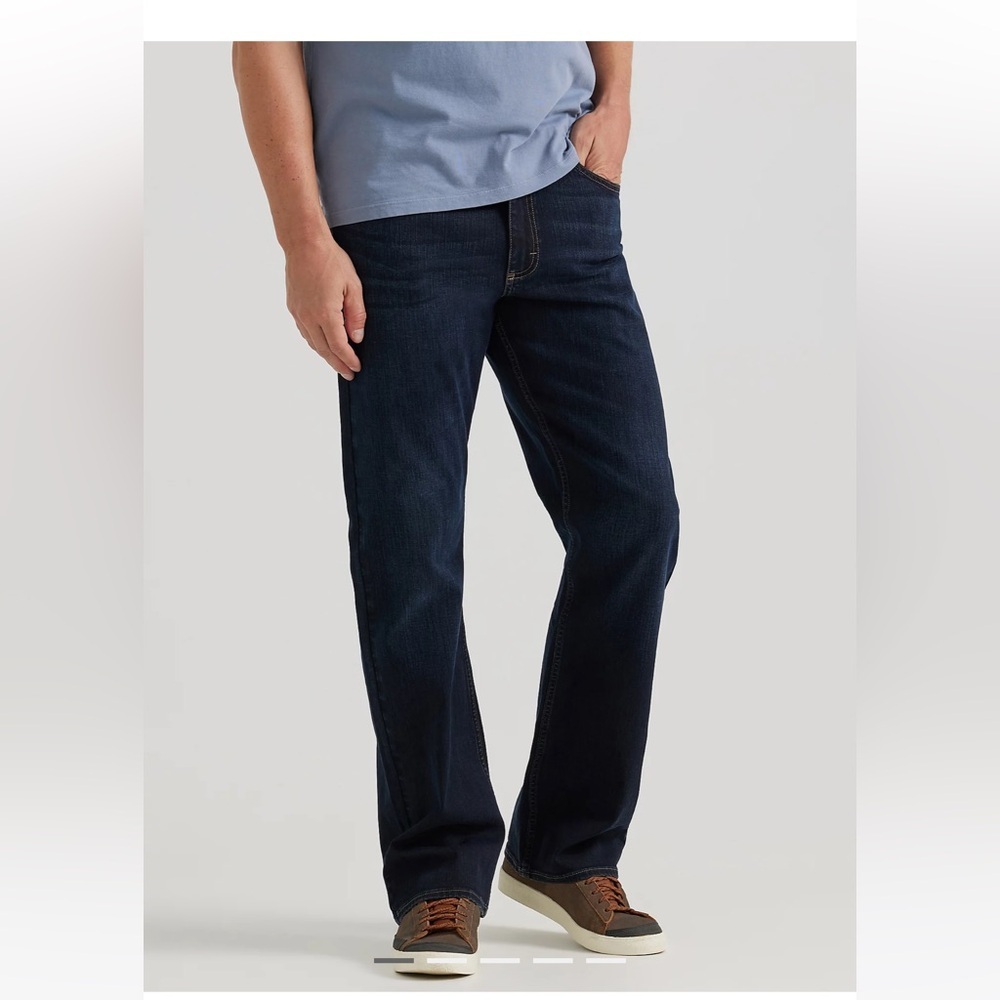 Wrangler Authentics NEW Boot Cut Dark Wash Jeans Cotton Zip Fly Straight Leg 36